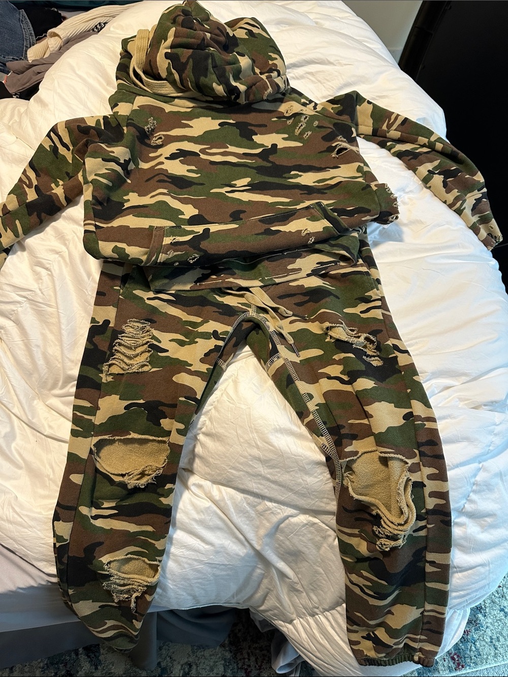 NSF Camouflage Hooded Set - Green, Brown, Tan. Size P XS